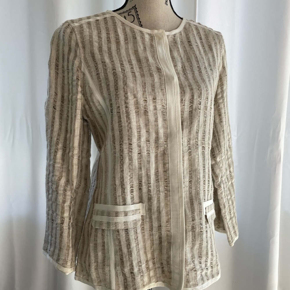 Chico's Beige and White Blazer